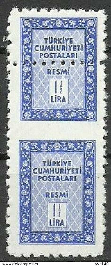 Turkey; 1960 Official Stamp 1 1/2 L. ERROR "Shifted Perf." - Sellos De Servicio