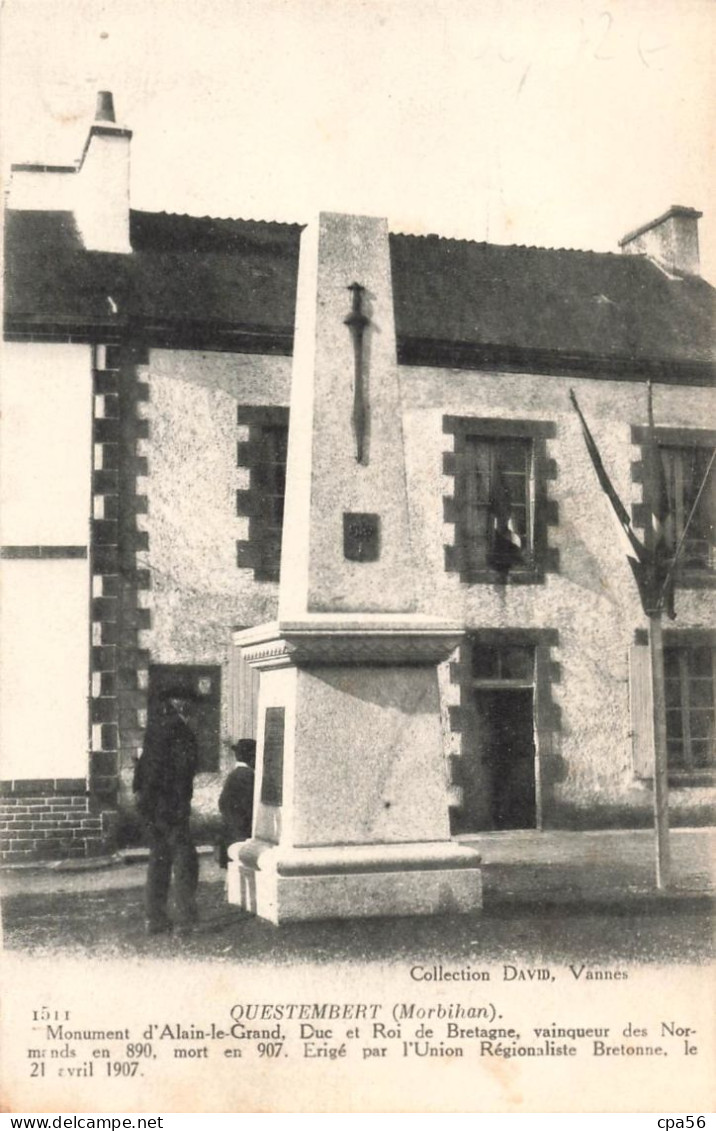 QUESTEMBERT - Monument D'Alain Le Grand - Duc Et Roi De Bretagne - Union Régionaliste 1907 - VENTE DIRECTE X - Questembert