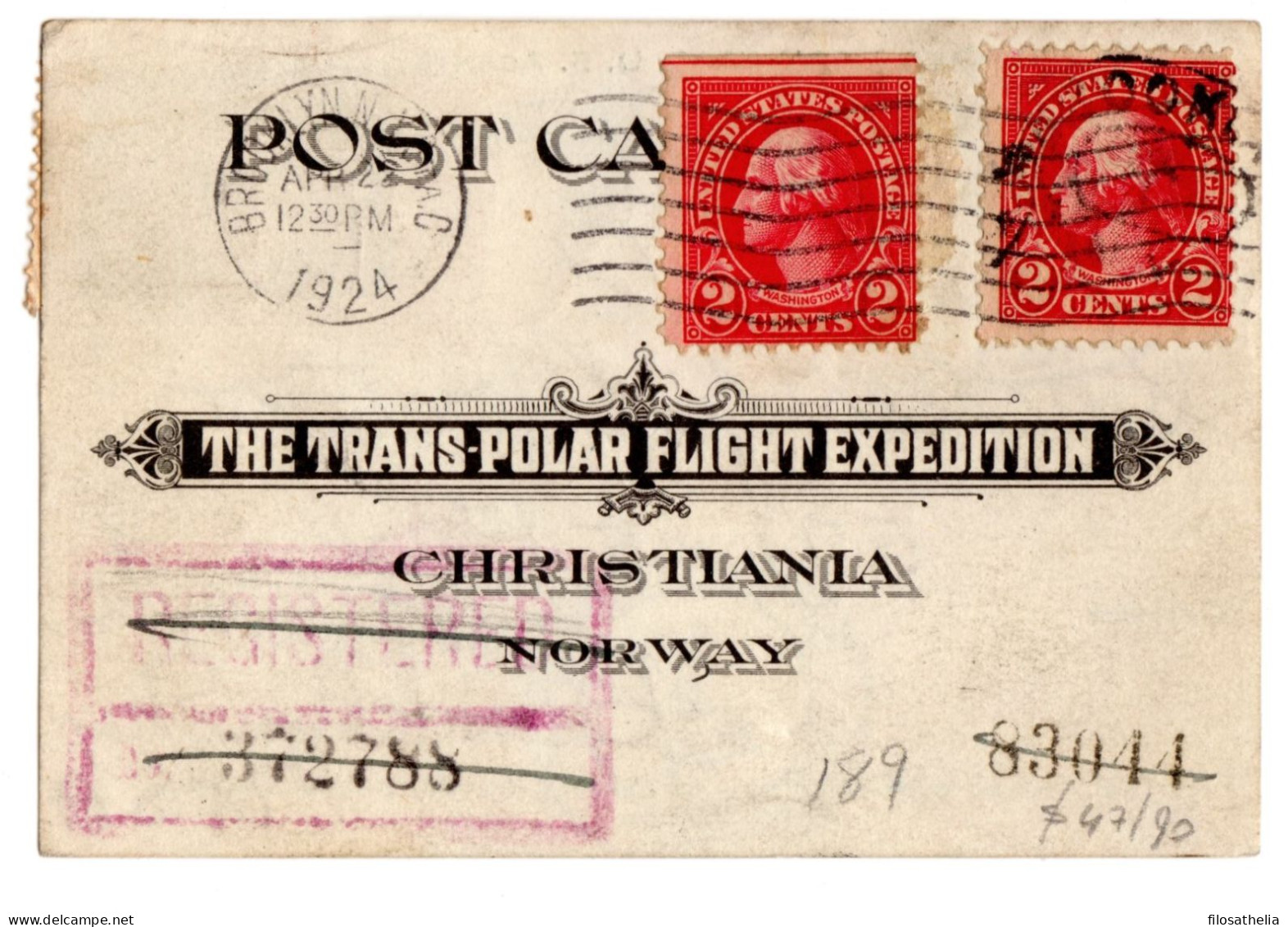Volo Trans-Polar Di Amundsen, Nobile E Ellsworth Sul Dirigibile "NORGE". Cartolina "North Pole Mail" - Lettres & Documents