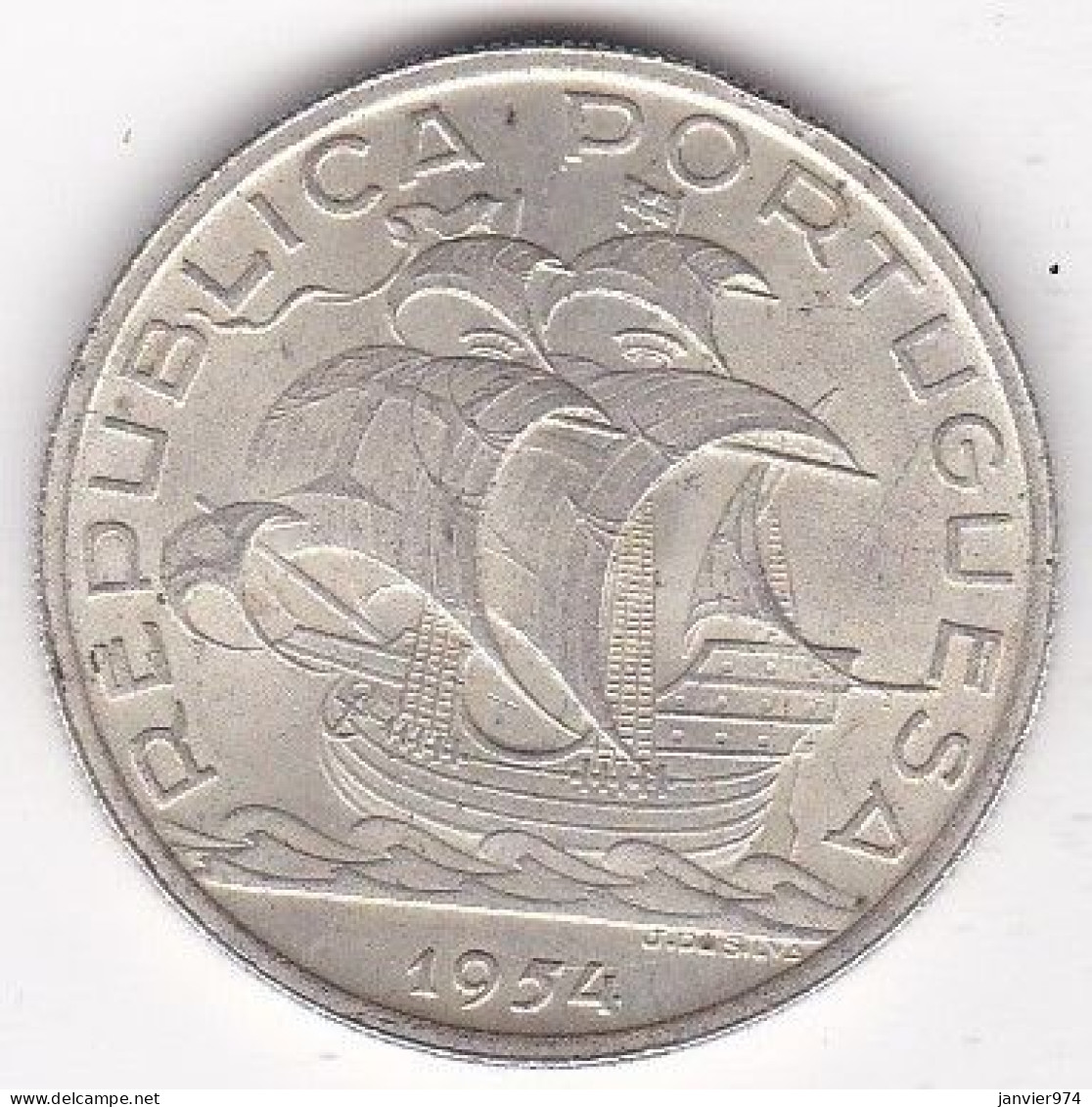 Portugal. 10 Escudos 1954, En Argent, KM# 586 - Portugal