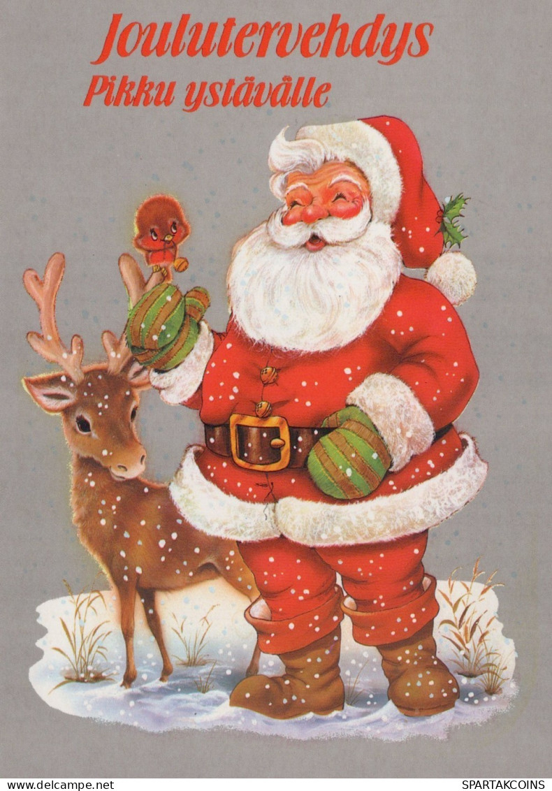 WEIHNACHTSMANN SANTA CLAUS TIERE WEIHNACHTSFERIEN Vintage Postkarte CPSM #PAK519.DE - Santa Claus