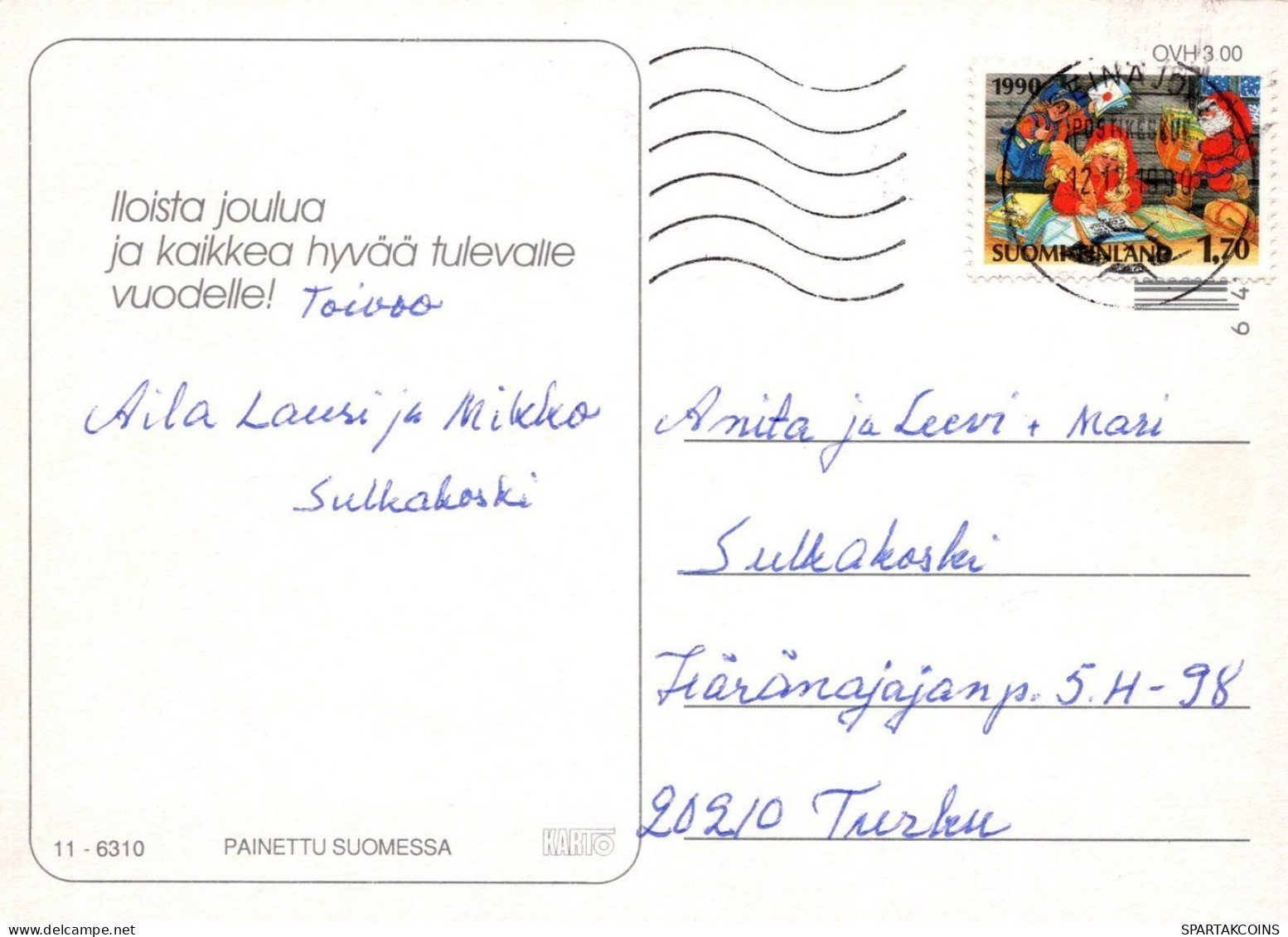 WEIHNACHTSMANN SANTA CLAUS WEIHNACHTSFERIEN Vintage Postkarte CPSM #PAJ606.DE - Kerstman