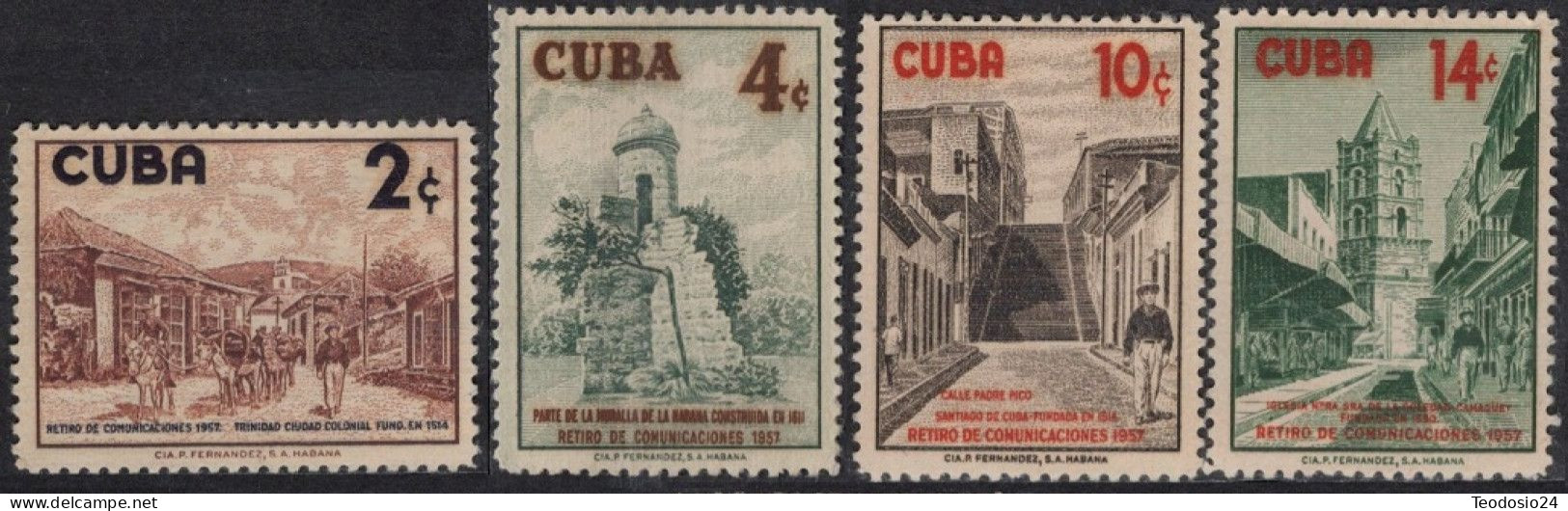 Cuba 1957 Correo 470/73 ** A Beneficio Del Fondo De Pensiones - Neufs