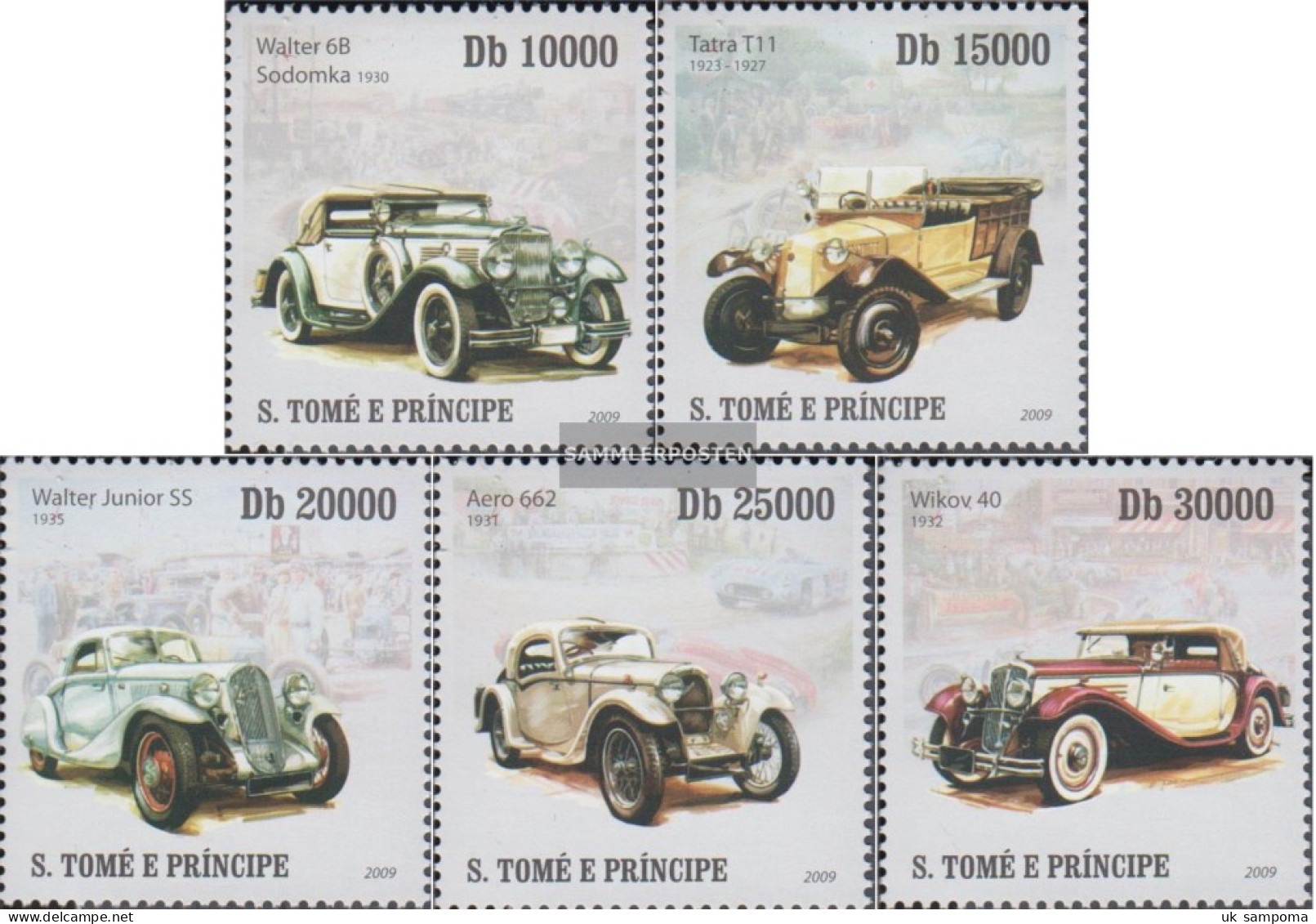 Sao TomE E PrincipE 4254-4258 (complete Issue) Unmounted Mint / Never Hinged 2009 Old Cars - Sao Tome And Principe