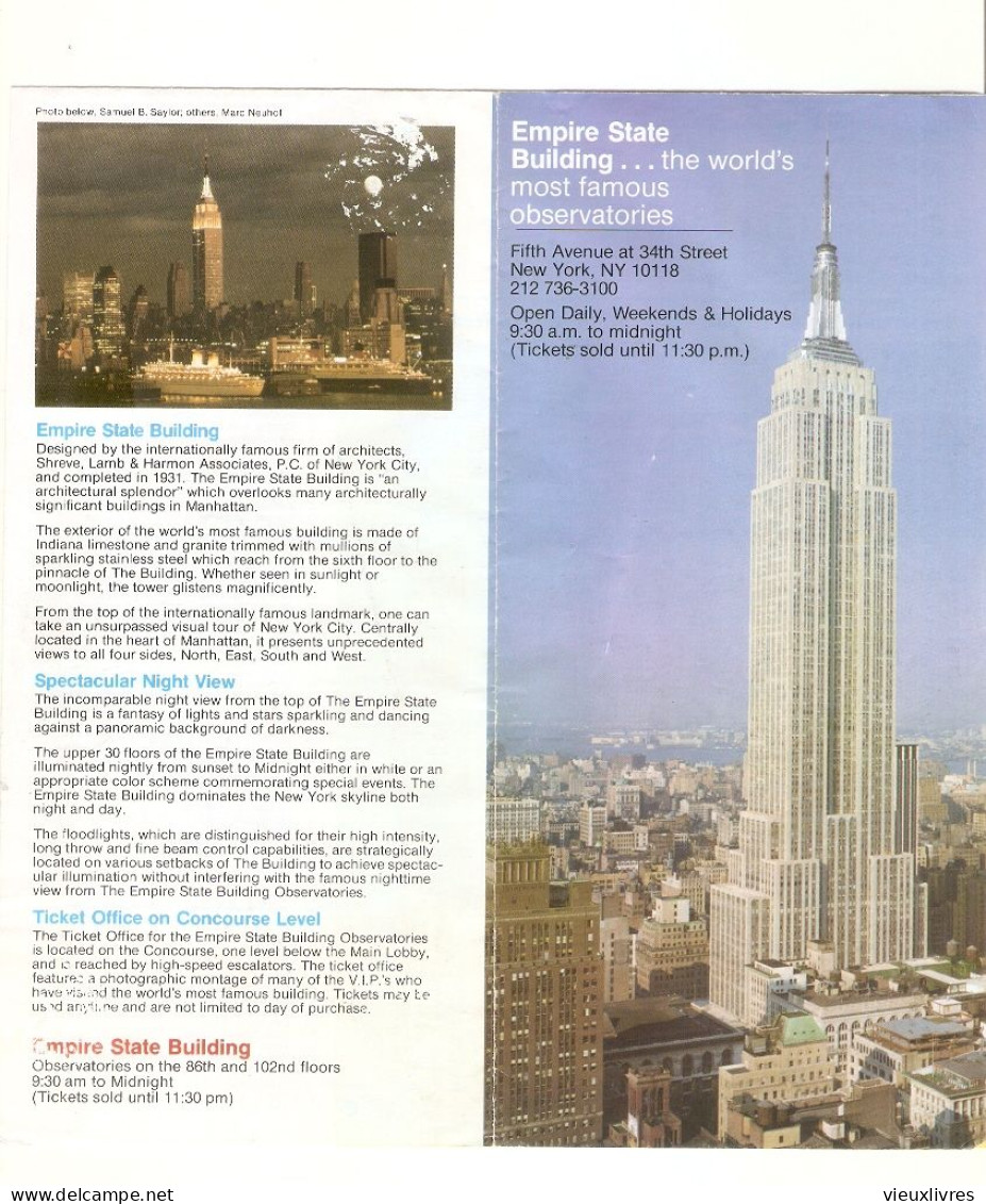 Facts About The Empire State Building - Petit Dépliant Touristique - Tourist Flyer 1987 (Etats-Unis USA) - Dépliants Touristiques