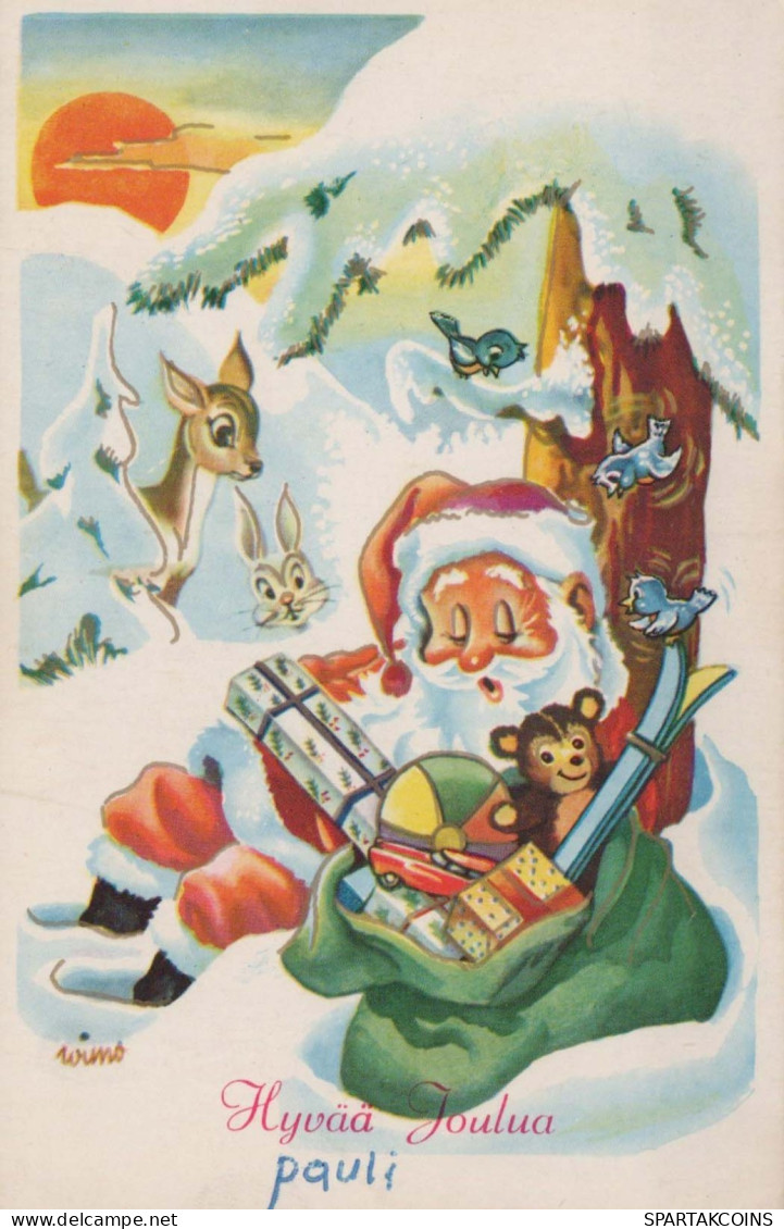 PAPÁ NOEL Feliz Año Navidad Vintage Tarjeta Postal CPSMPF #PKG352.ES - Santa Claus