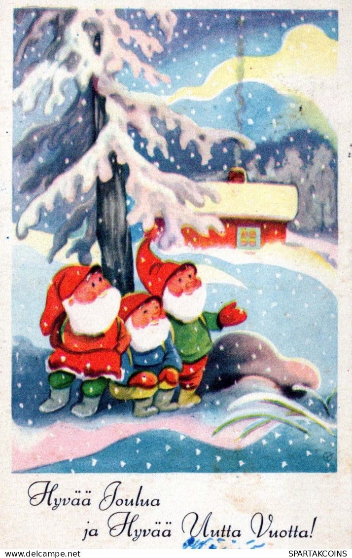 Feliz Año Navidad GNOMO Vintage Tarjeta Postal CPSMPF #PKD362.ES - Nouvel An