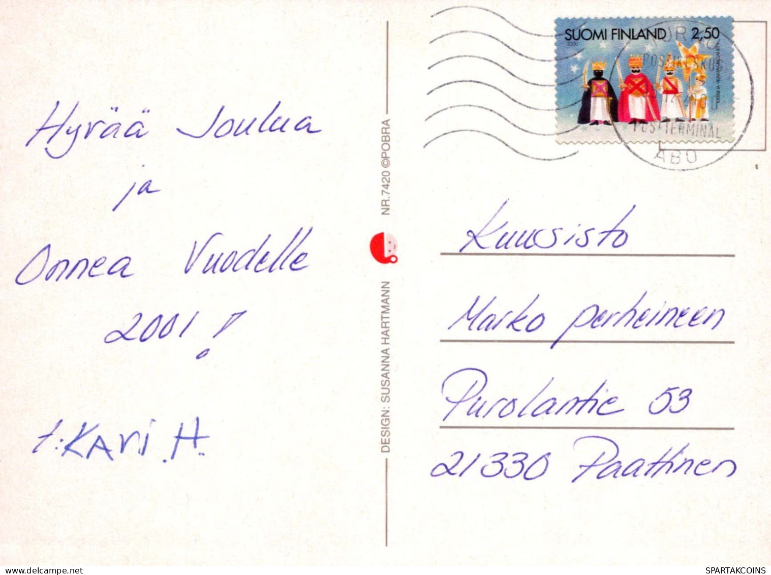 PAPÁ NOEL Feliz Año Navidad Vintage Tarjeta Postal CPSM #PBB125.ES - Santa Claus