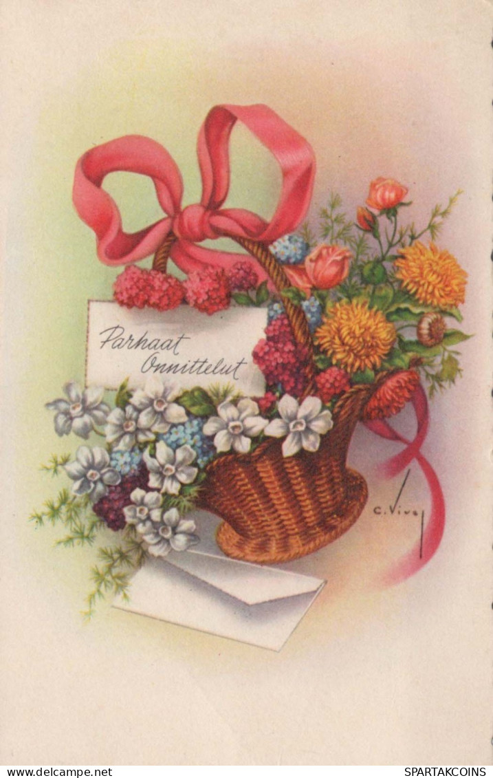 FLOWERS Vintage Ansichtskarte Postkarte CPSMPF #PKG051.DE - Flowers