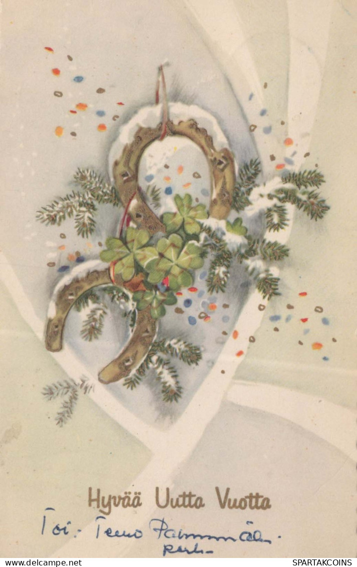 Neujahr Weihnachten PFERDSHOE Vintage Ansichtskarte Postkarte CPSMPF #PKD736.DE - Neujahr