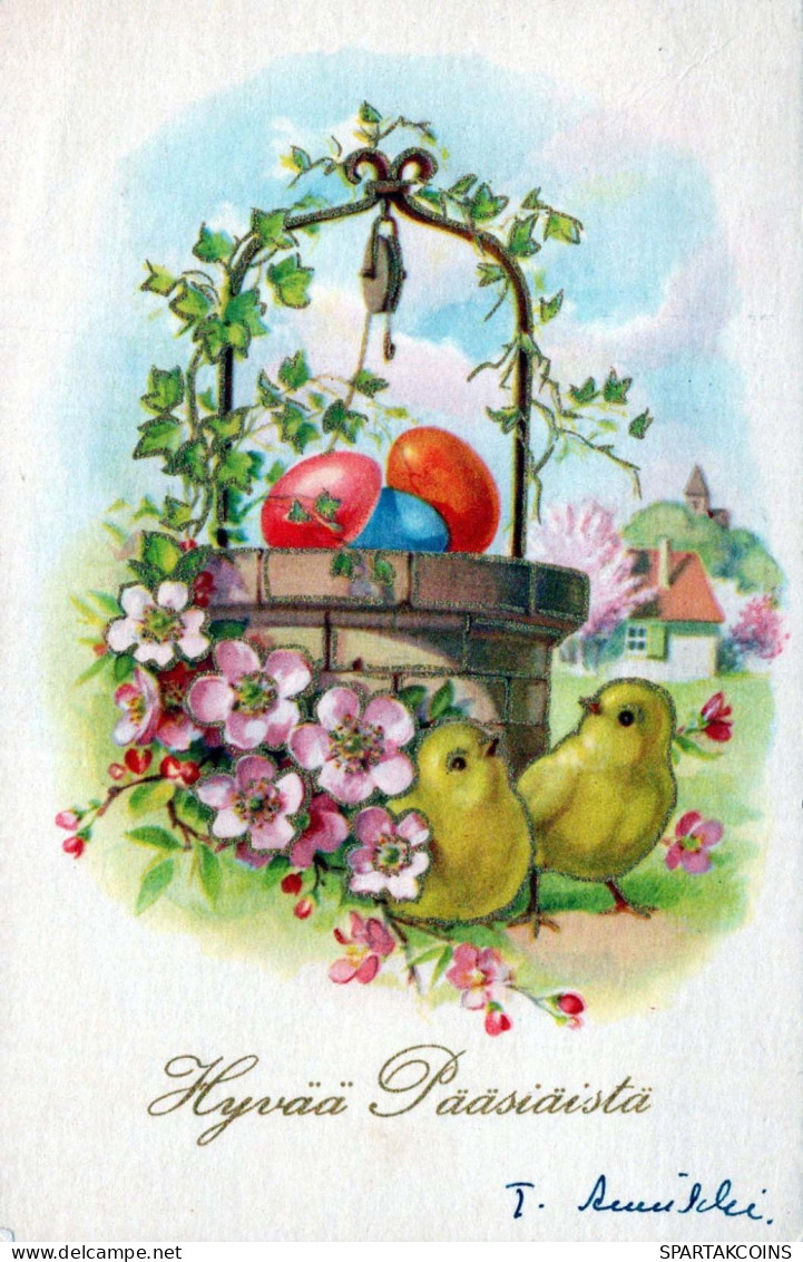 OSTERN HUHN EI Vintage Ansichtskarte Postkarte CPA #PKE123.DE - Ostern