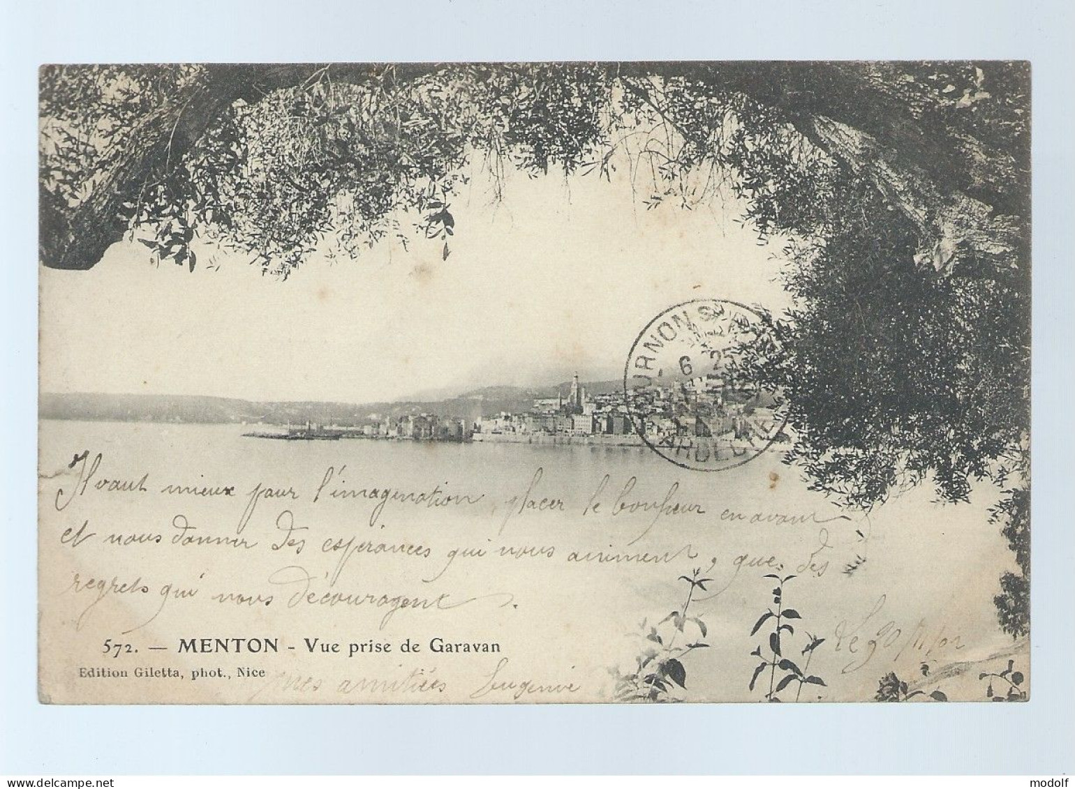 CPA - 06 - Menton - Vue Prise De Garavan - Précurseur - Circulée En 1902 - Menton