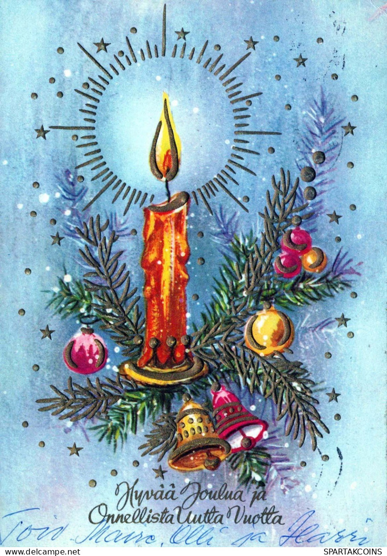 Neujahr Weihnachten KERZE Vintage Ansichtskarte Postkarte CPSM #PAZ998.DE - New Year