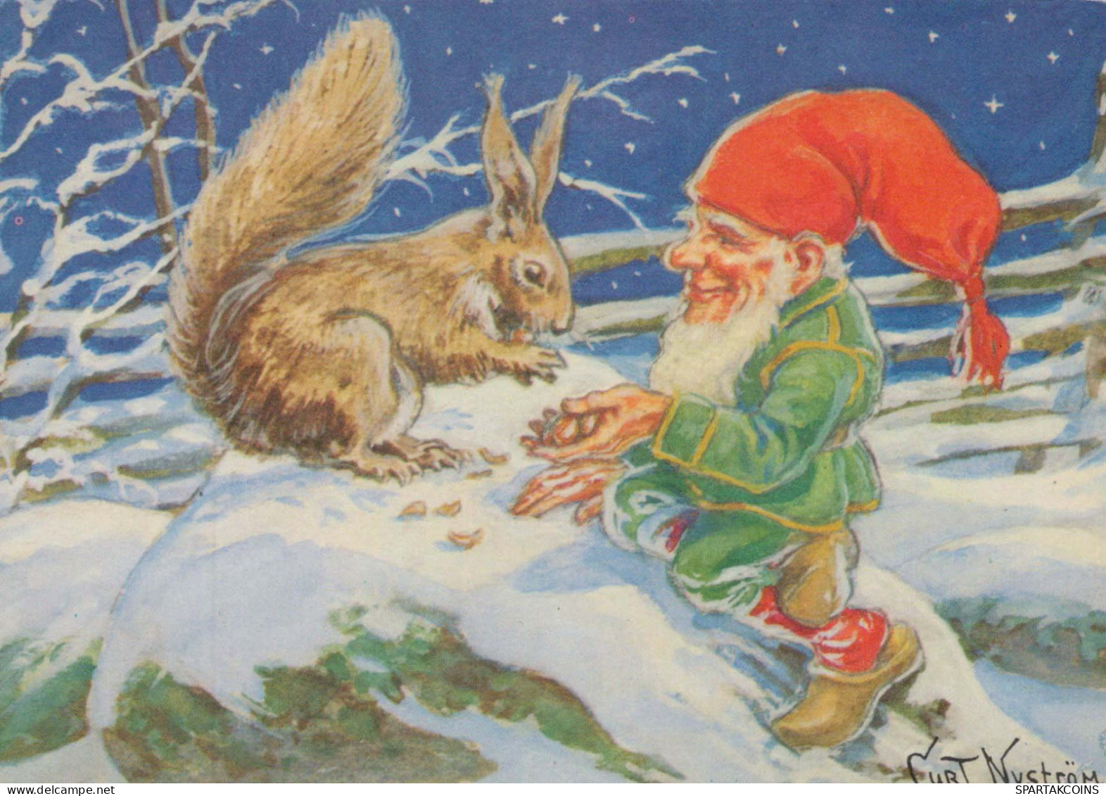 Neujahr Weihnachten GNOME Vintage Ansichtskarte Postkarte CPSM #PAW621.DE - New Year