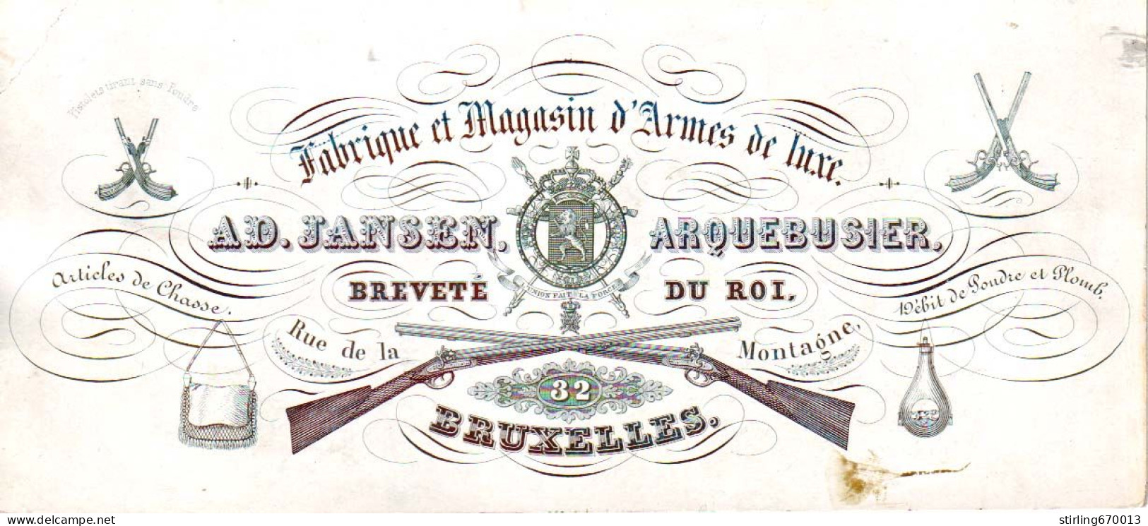 DE 1916 - Carte Porcelaine De Ad. Jansen, Arquebusier, Fabrique D'Armes De Luxe, Bruxelles - Autres & Non Classés