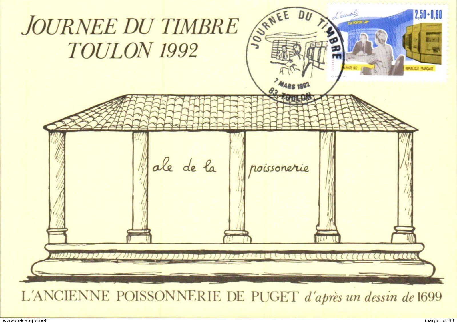 JOURNEE DU TIMBRE 1992 TOULON - Cachets Commémoratifs
