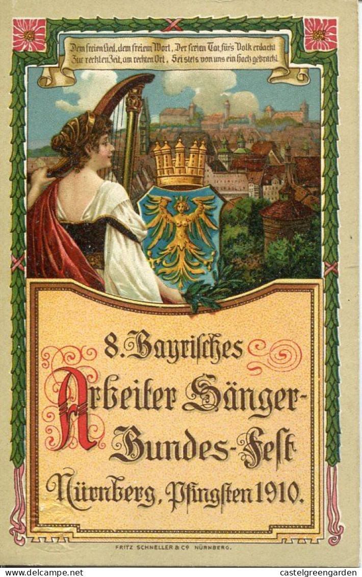 X0576 Bayern Baviere,stationery Postcard 5pf. 1910 Nurnberg, Pfingsten 1910, 8,bayerische Arbeiter Sanger Bundes Fest - Entiers Postaux