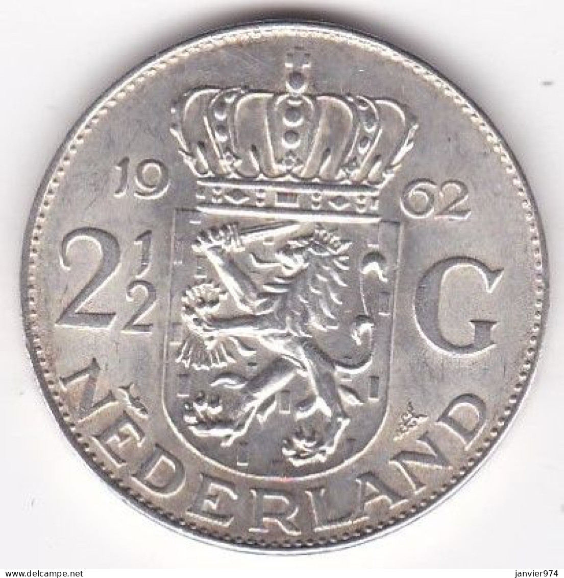 Pays Bas 2 1/2 Gulden 1962 , Juliana, En Argent, KM# 185 - 1948-1980 : Juliana