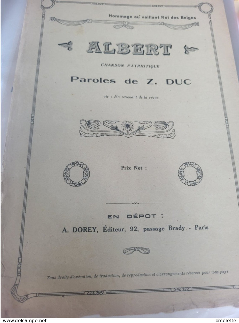 PATRIOTIQUE 14-18 /ALBERT / Z.DUC /AIR EN REVENANT DE LA REVUE /HOMMAGE AU ROI BELGE - Partitions Musicales Anciennes