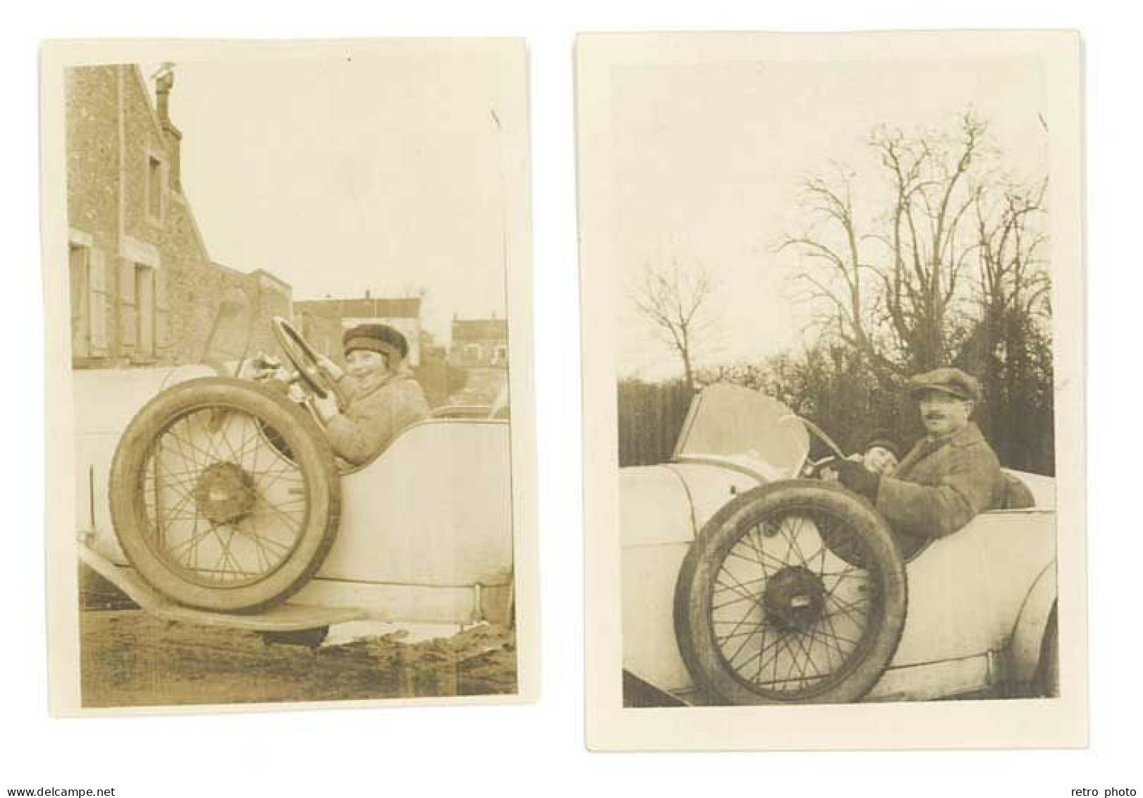 2 Photos Homme & Femme Dans Automobile / Cyclecar - Auto's