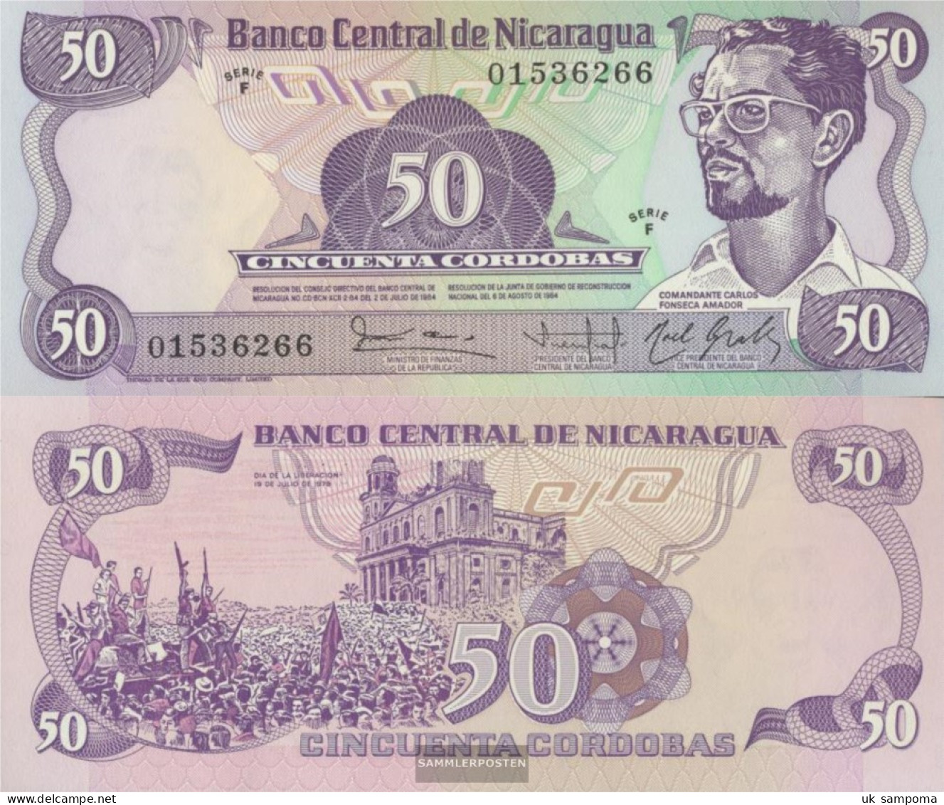 Nicaragua Pick-number: 140 Uncirculated 1984 50 Córdobas - Nicaragua