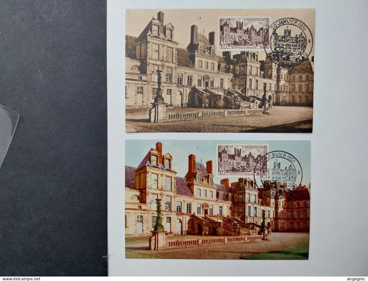 Lot De 2 Carte Maximum  1951 N° 878 Château De Fontainebleau  Voir Scan - 1950-1959