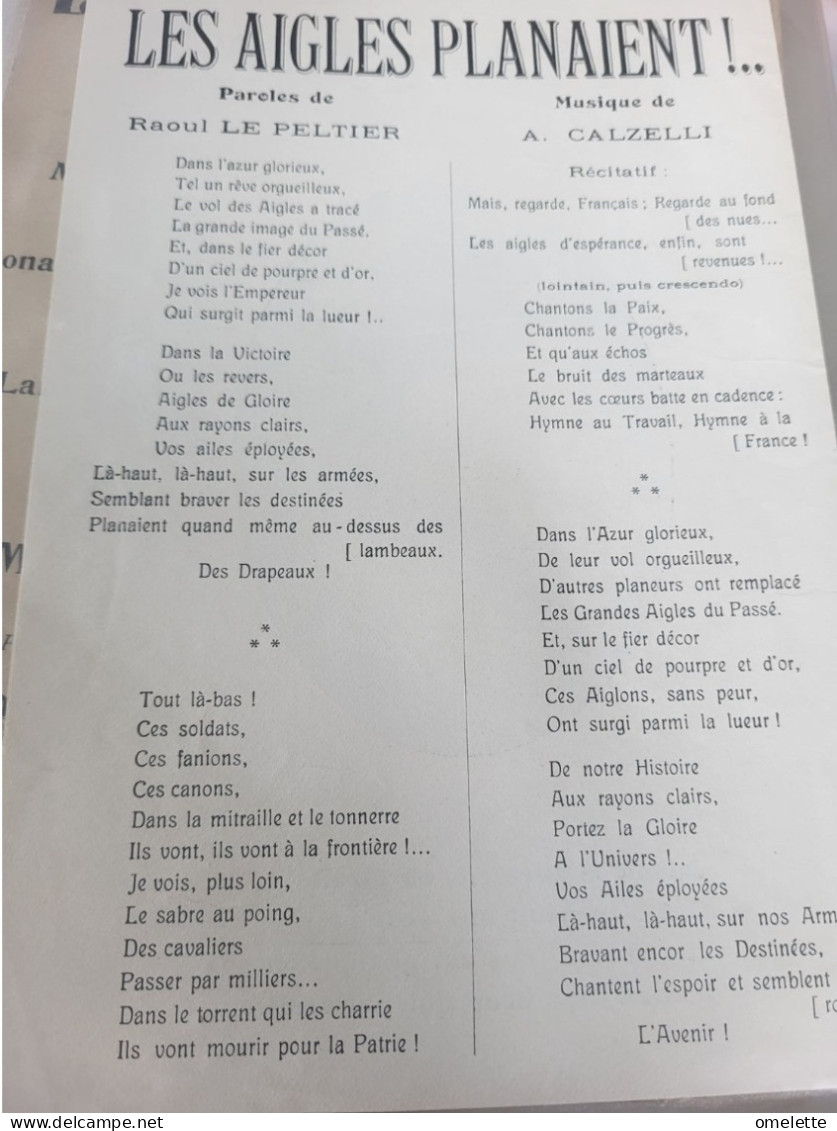 PATRIOTIQUE 14-18 / LES AIGLES PLANAIENT /LE PELTIER CALZELLI - Partitions Musicales Anciennes