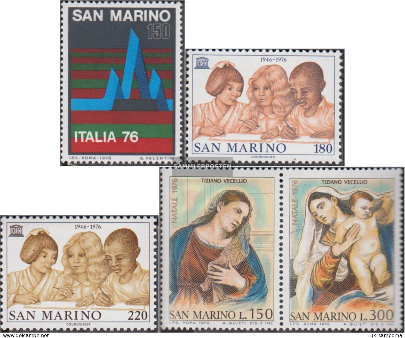 San Marino 1122,1123-1124,1125-1126 Couple (complete Issue) Unmounted Mint / Never Hinged 1976 Philately, UNESCO, Christ - Neufs