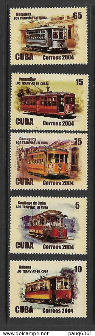 CUBA 2004 TRAMWAYS YVERT N°4153/4157 NEUF MNH** - Tramways