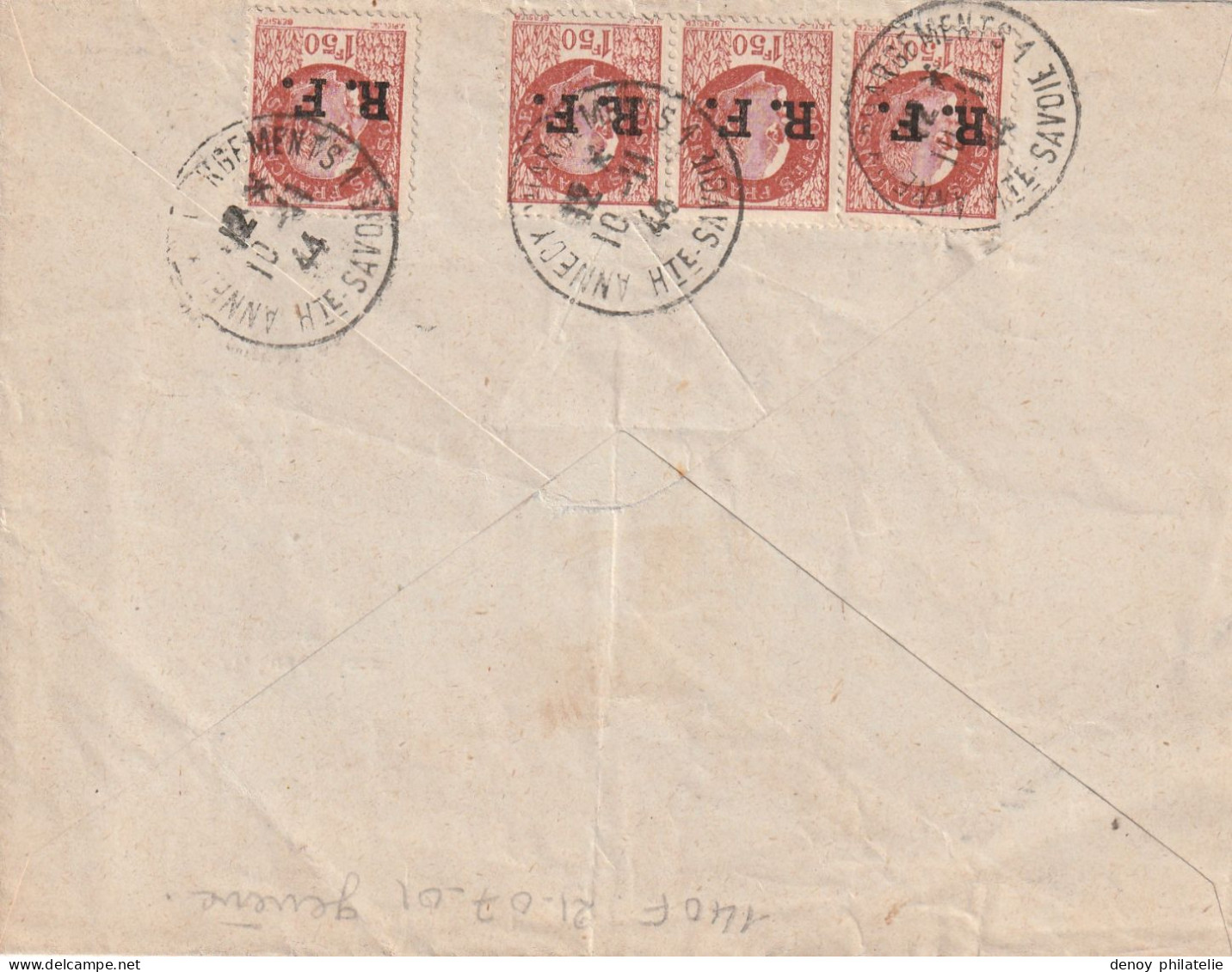 Lettre Avec 11 Timbres Petain , Croix Rouge Suisse De Toulouse - Annecy Chargement - Befreiung