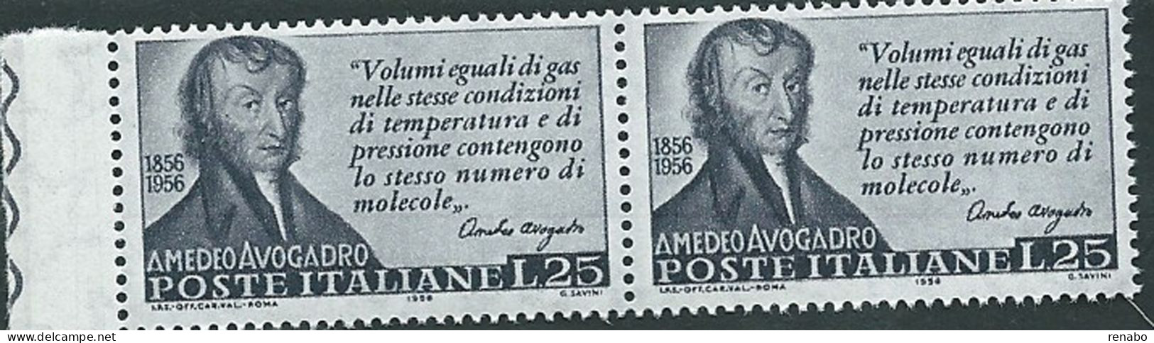 Italia, Italy, Italien. Italie 1956; Amedeo Avogadro: Chimico E Fisico, Chemical And Physical. Coppia, New. - Scheikunde