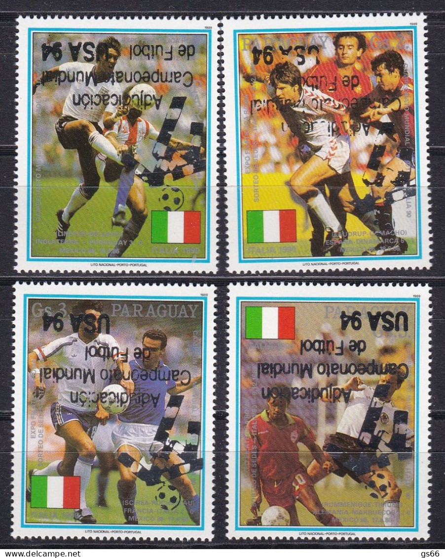Paraguay, 1991, 4622/25, Fußball-Weltmeisterschaft 1994, USA, Aufdruck Kopfstehend - 1994 – États-Unis