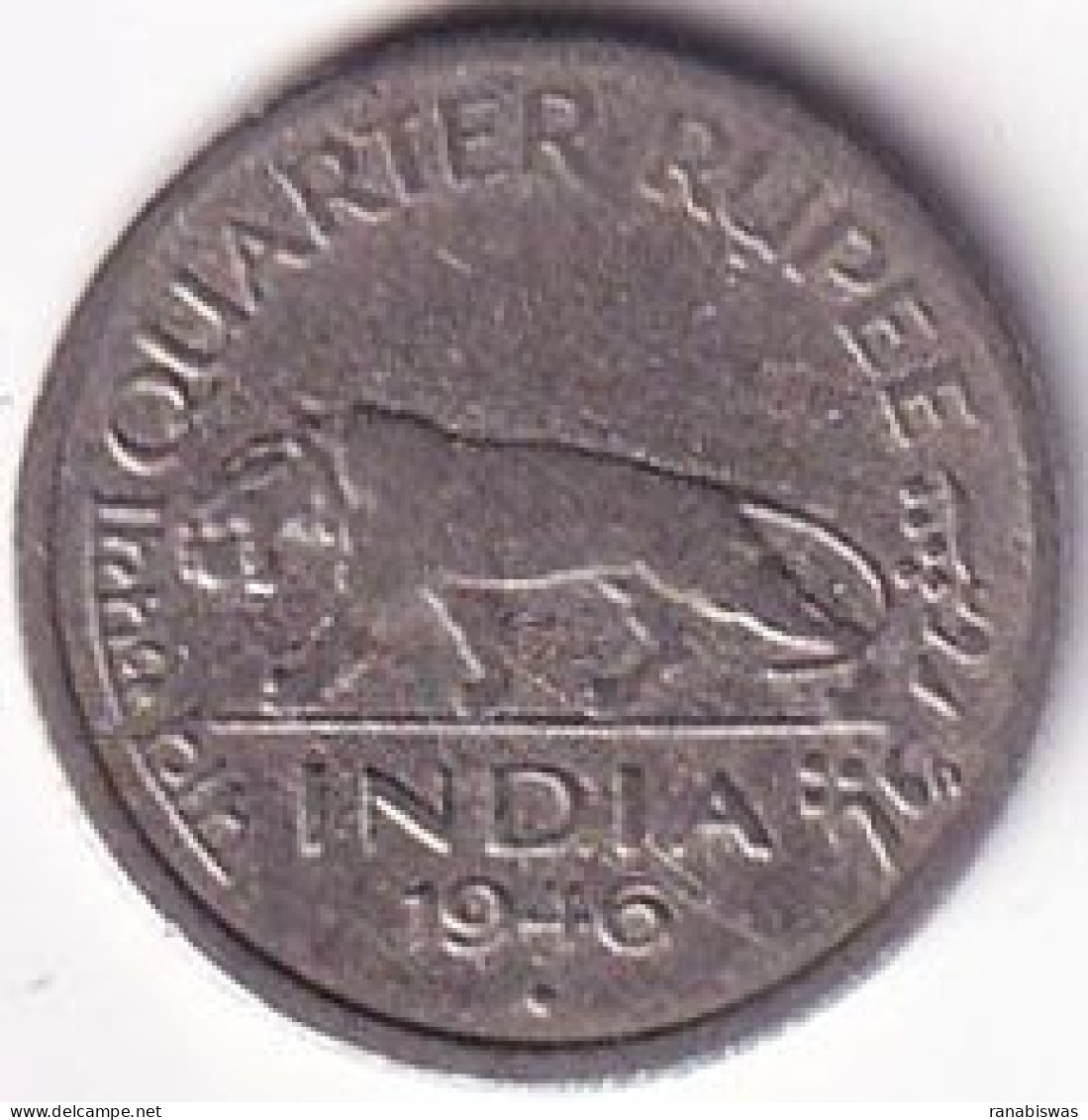 INDIA COIN LOT 282, QUARTER RUPEE 1946, KING GEORGE VI, BOMBAY MINT, XF - India