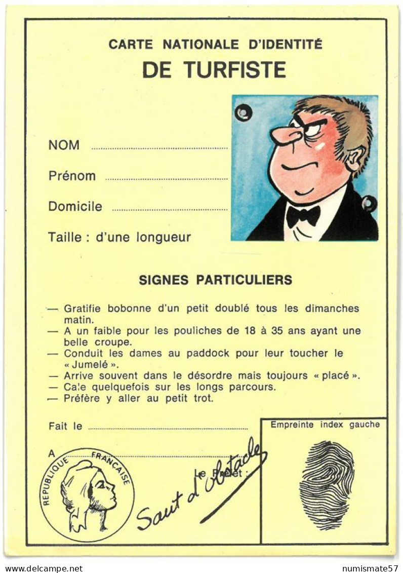 CP Humoristique - Carte Nationale D'Identité De Turfiste - Humour
