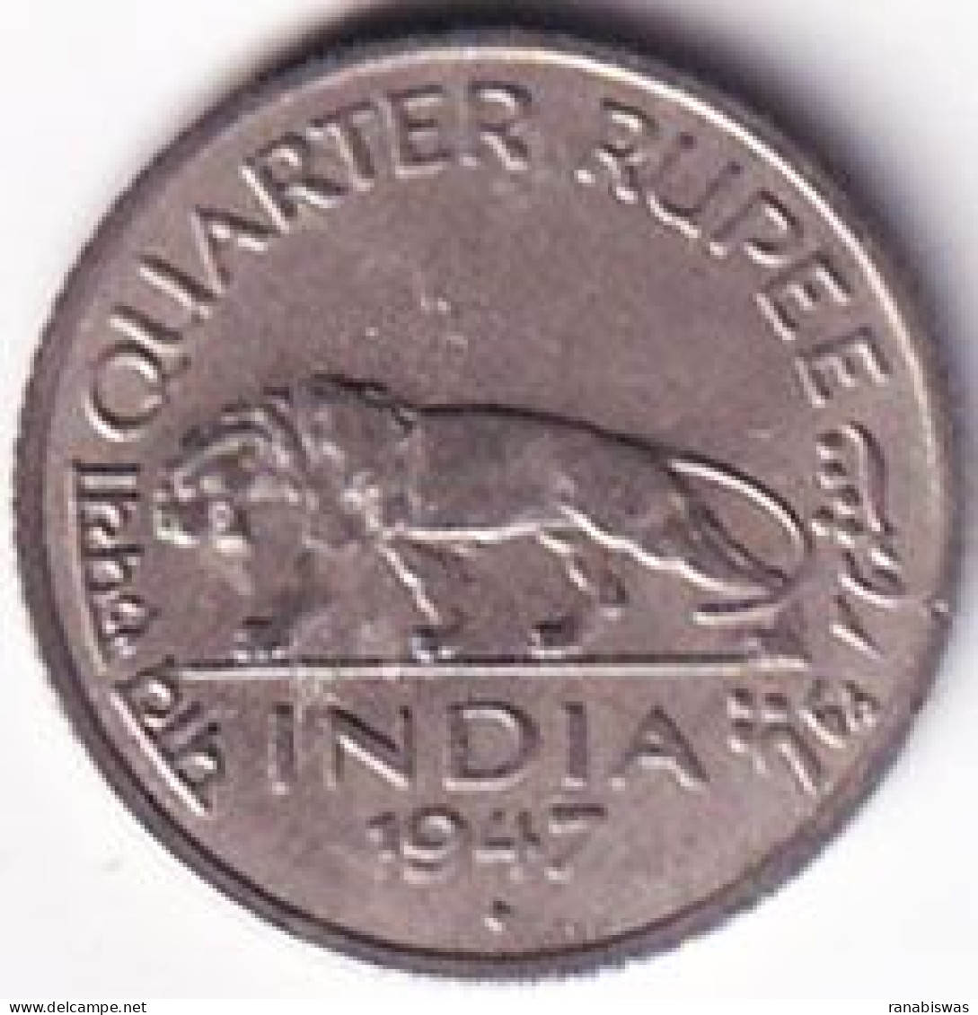 INDIA COIN LOT 283, QUARTER RUPEE 1947, KING GEORGE VI, BOMBAY MINT, AUNC - Inde