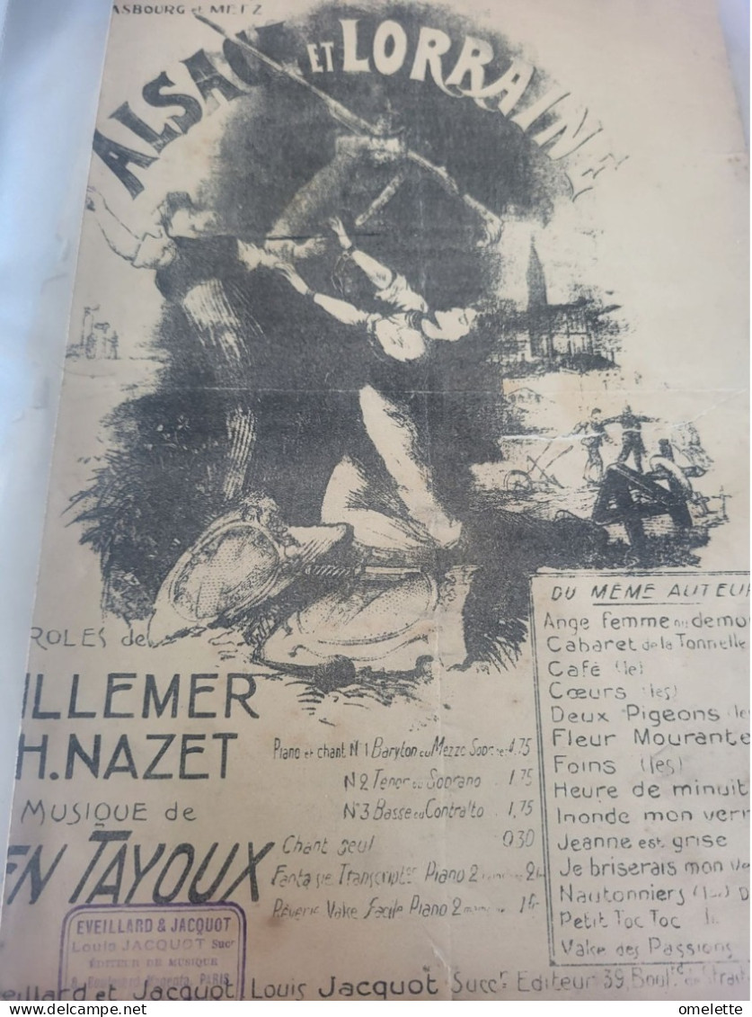 PATRIOTIQUE 14-18 / ALSACE ET LORRAINE /WILLEMER NAZET / BENTAYOUX - Partituren
