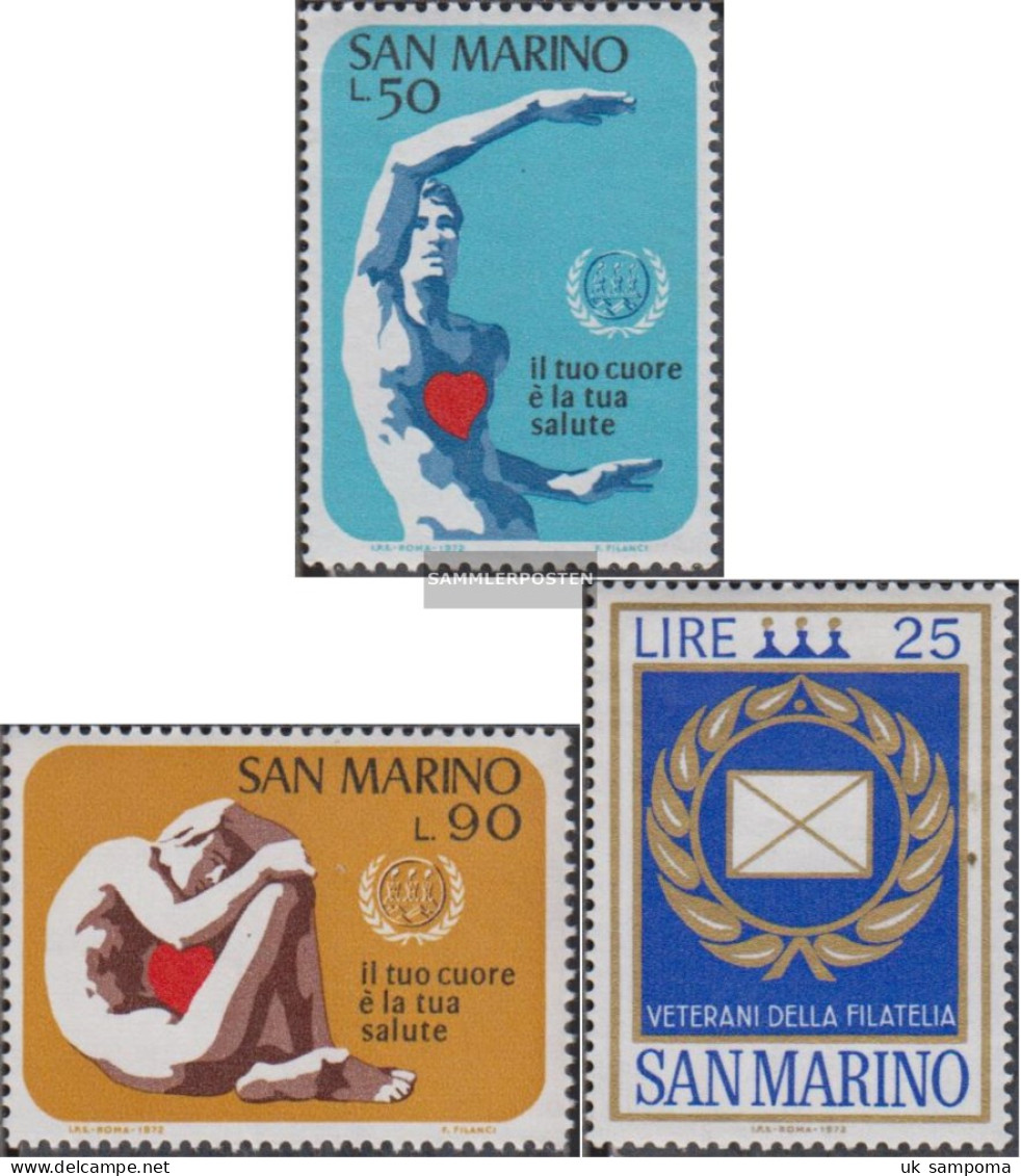 San Marino 1013-1014,1015 (complete Issue) Unmounted Mint / Never Hinged 1972 Heart Months, Veteran The Philately - Unused Stamps