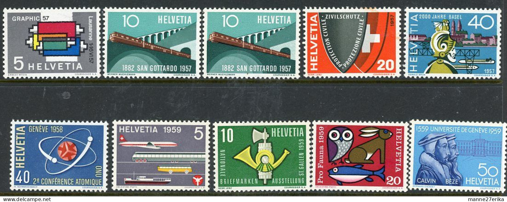 -Switzerland MNH 1957 1958 And 1959 MNH And MH - Unused Stamps