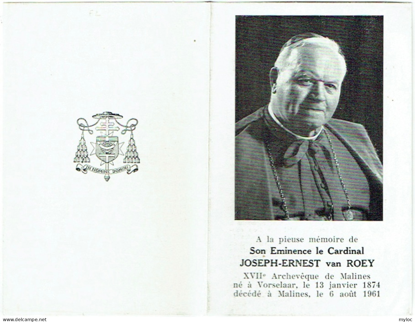 Doodsprentje. Image Mortuaire. Cardinal Van ROEY. XVIIè Archevêque De Malines. Vorselaar 1874/Malines 1961. - Devotion Images