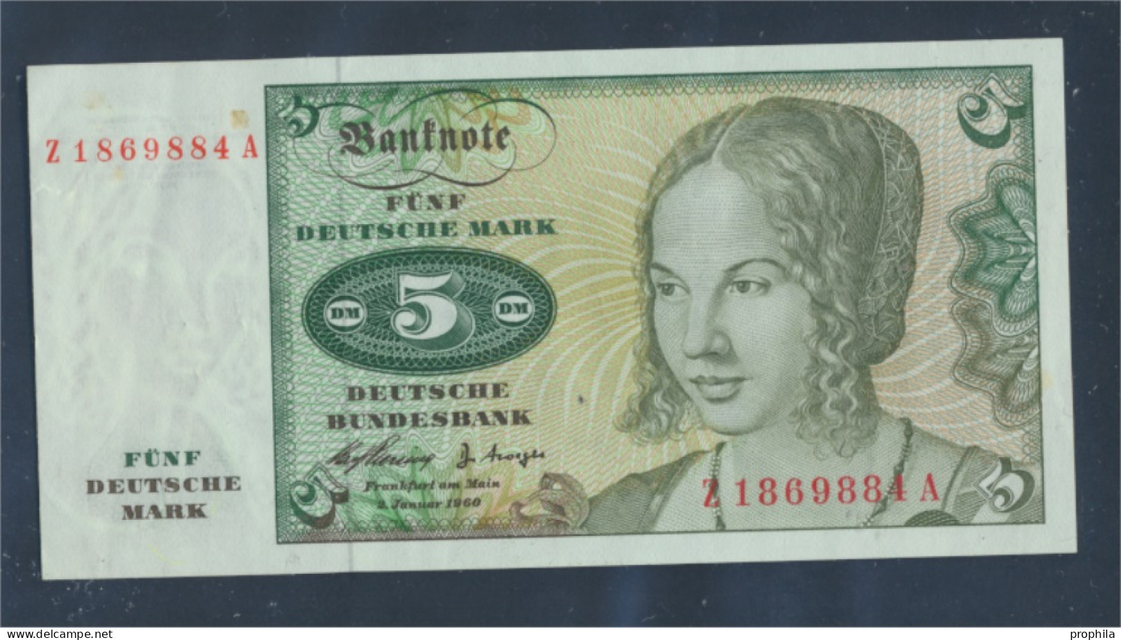 BRD Rosenbg: 262d Austauschnote, Serie: Z/ A (bis Z1723000A) Gebraucht (III) 1960 5 Deutsche Mark (8087433 - 5 Deutsche Mark