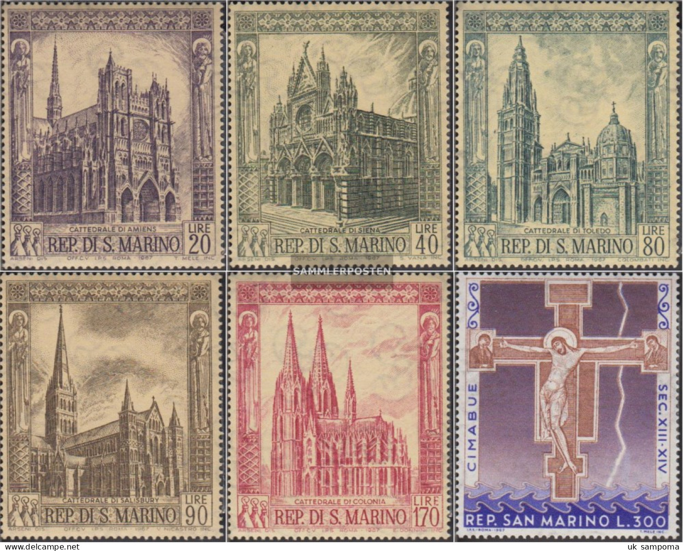 San Marino 897-901,902 (complete Issue) Unmounted Mint / Never Hinged 1967 Gothic Cathedrals, Paintings - Unused Stamps