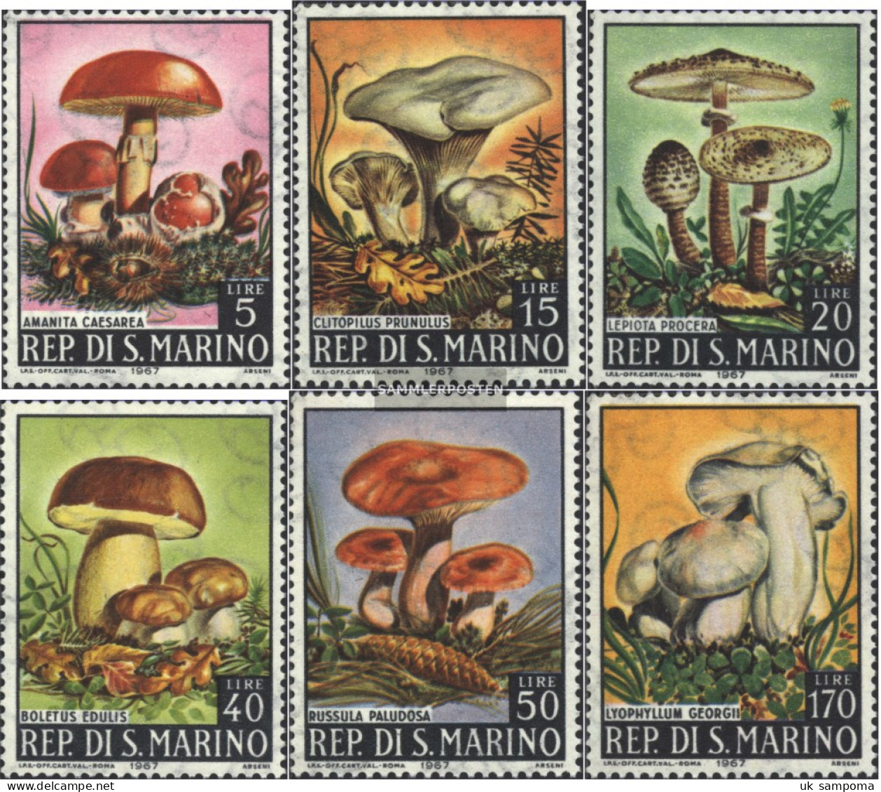 San Marino 891-896 (complete Issue) Unmounted Mint / Never Hinged 1967 Mushrooms - Nuevos