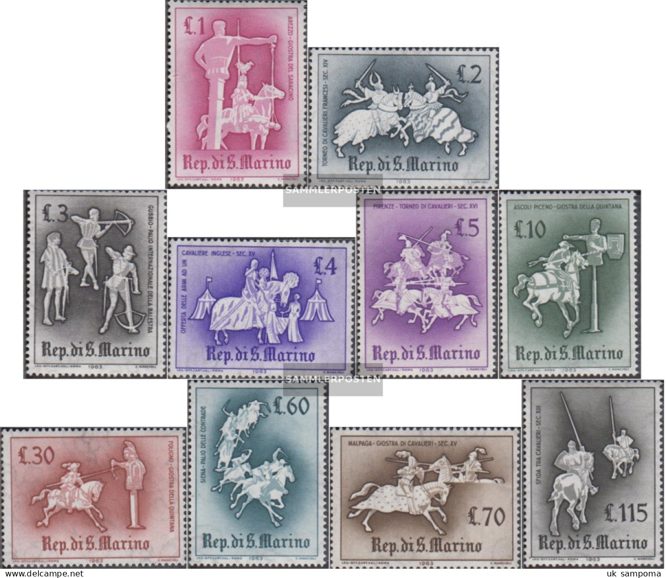 San Marino 764-773 (complete Issue) Unmounted Mint / Never Hinged 1963 Tournaments Of Medieval - Ongebruikt