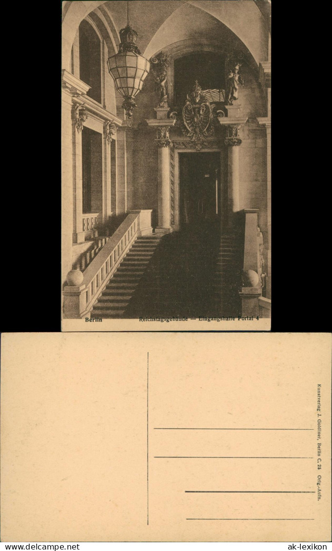 Ansichtskarte Berlin Eingangshalle Portal 4 Reichstagsgebäude 1918 - Autres & Non Classés