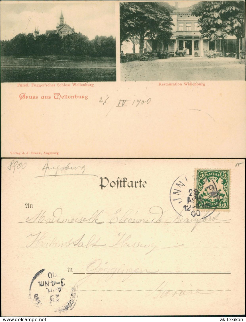 Ansichtskarte Bergheim-Augsburg 2 Bild Schloss Wellenburg U. Restauration 1900 - Augsburg