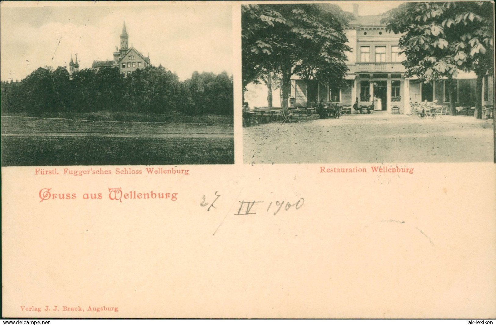 Ansichtskarte Bergheim-Augsburg 2 Bild Schloss Wellenburg U. Restauration 1900 - Augsburg