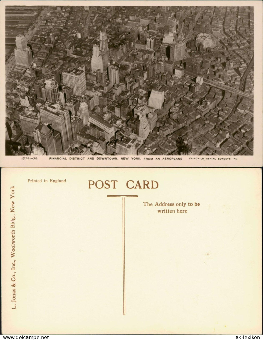 Postcard Manhattan-New York City Luftbild Financial Distrikt 1956 - Sonstige & Ohne Zuordnung