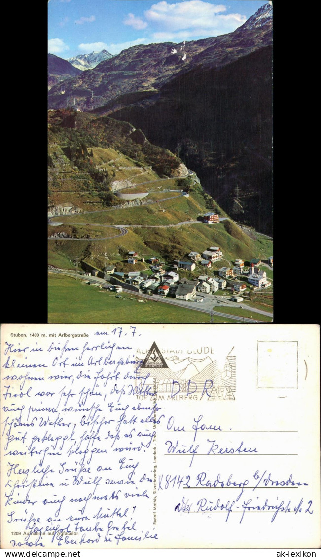 Ansichtskarte  Alpen, Stuben 1409 M. Mit Arlbergstraße 1980 - Zonder Classificatie