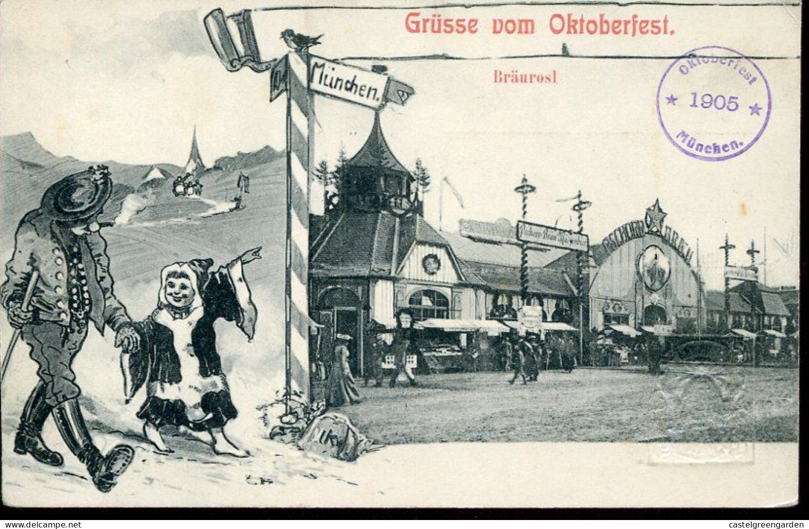 X 0578 Bayern Baviere,stationery Card 5pf.grusse Vom Oktoberfest Munchen ,1905 Braurosl, - Ganzsachen