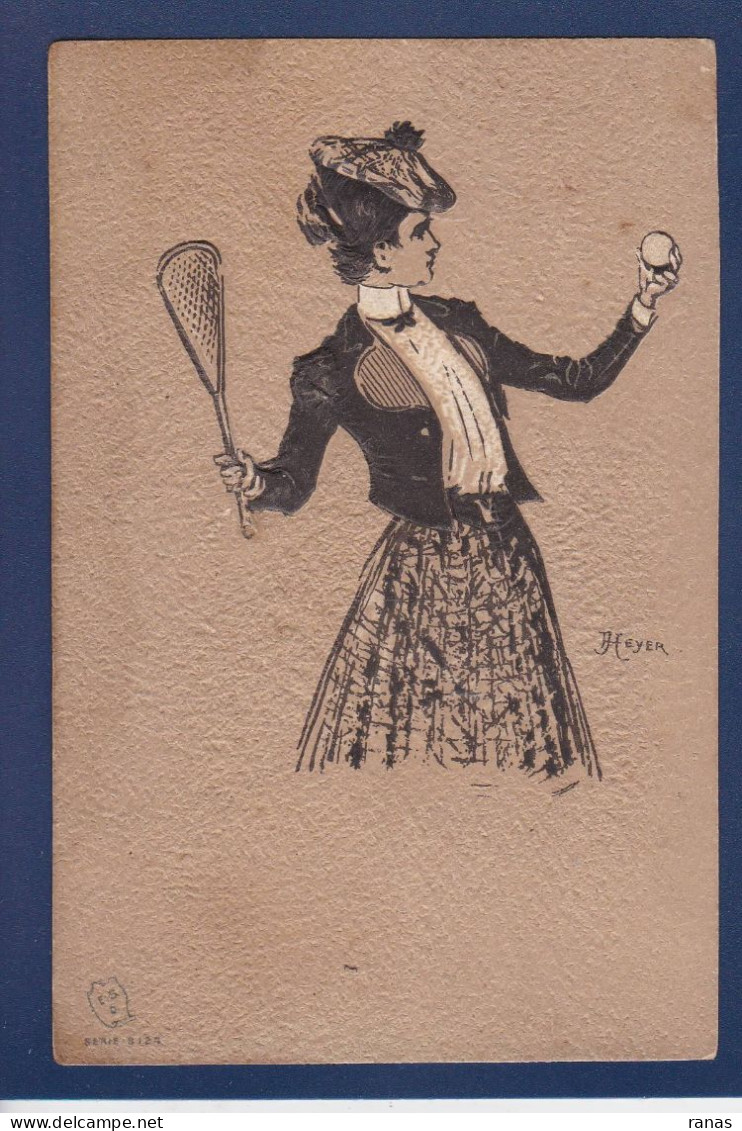 CPA Tennis Illustrateur HEYER Femme Woman écrite - Tennis